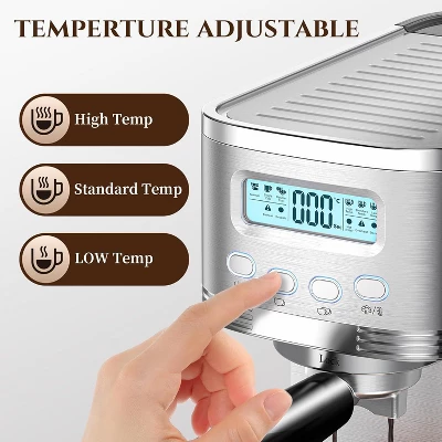 Espresso Coffee Maker With Automatic Milk Frothing System, Temp Adjustable, Steam Wand & Cup Warmer, 20 Bar Espresso Machines For Latte, Cappuccino 3 Espresso Coffee Maker With Automatic Milk Frothing System, Temp Adjustable, Steam Wand & Cup Warmer, 20 Bar Espresso Machines For Latte, Cappuccino