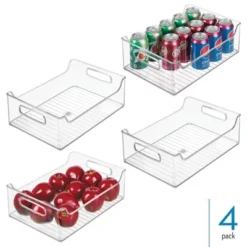 IDesign Plastic Stackable Pantry Bin With Handles, Set Of 4, Clear, Made In USA