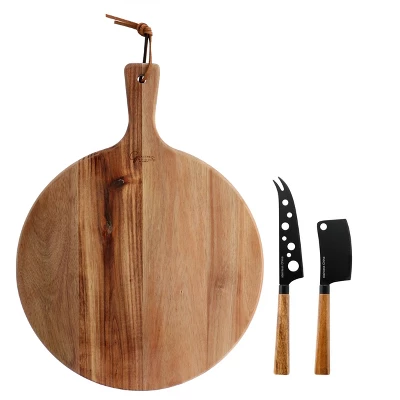 Gibson Elite 3 Piece Acacia Wood Charcuterie Serving Board And Cheese Knife Set In Brown 7 Gibson Elite 3 Piece Acacia Wood Charcuterie Serving Board And Cheese Knife Set In Brown - Image 5