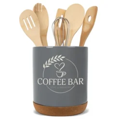 Elanze Designs Coffee Bar Love Is Brewing Barista Latte Ceramic Cork Bottom Gray Large Capacity Utensil Holder Crock For Countertop Storage, Stylish & -Target KitchenAid GUEST 8b284774 3aad 4139 9fd3 d7ca12c4dfff