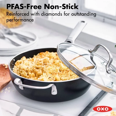 OXO Agility Series 3 Qt" Ceramic Nonstick Aluminum Chef's Pan With Lid And Helper Handle Black: Dishwasher-Safe, Induction Compatible 3 OXO Agility Series 3 Qt" Ceramic Nonstick Aluminum Chef's Pan With Lid And Helper Handle Black: Dishwasher-Safe, Induction Compatible