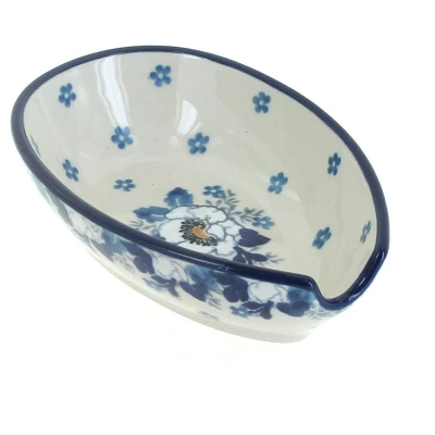 Blue Rose Polish Pottery 381 Ceramika Artystyczna Small Spoon Rest 11 Blue Rose Polish Pottery 381 Ceramika Artystyczna Small Spoon Rest - Image 9