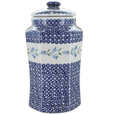 Blue Rose Polish Pottery P177 Manufaktura Large Canister With Seals 4 Blue Rose Polish Pottery P177 Manufaktura Large Canister With Seals - Image 2