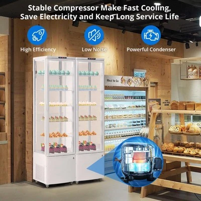 Beverage Cooler, Commercial Refrigerator - 278L Glass Door Merchandiser With LED Display, Adjustable Shelves, 4 Casters For Store/Bar/Office/Gym 7 Beverage Cooler, Commercial Refrigerator - 278L Glass Door Merchandiser With LED Display, Adjustable Shelves, 4 Casters For Store/Bar/Office/Gym - Image 5