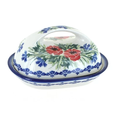 Blue Rose Polish Pottery 15A WR Unikat Butter Dish 4 Blue Rose Polish Pottery 15A WR Unikat Butter Dish - Image 2