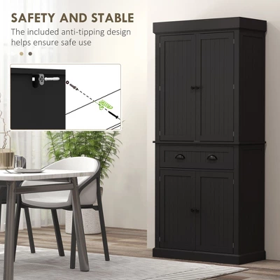 Yukimo 71" Tall Kitchen Pantry Cabinet, LED Light With Sensor, Drawer & Adjustable Shelves, Black 8 Yukimo 71" Tall Kitchen Pantry Cabinet, LED Light With Sensor, Drawer & Adjustable Shelves, Black - Image 6