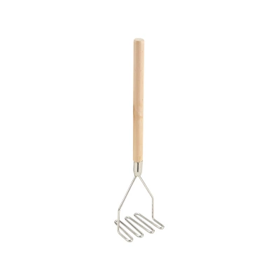 Winco Potato Masher With Wooden Handle, Square, 4.5" 4 Winco Potato Masher With Wooden Handle, Square, 4.5" - Image 2