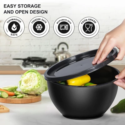 Itopfox 5-Piece Plastic Mixing Bowls With Lids Set, Nesting Bowls For Mixing, Baking, Prepping, Cooking And Serving Food, Dishwasher & Microwave Safe 4 Itopfox 5-Piece Plastic Mixing Bowls With Lids Set, Nesting Bowls For Mixing, Baking, Prepping, Cooking And Serving Food, Dishwasher & Microwave Safe - Image 2