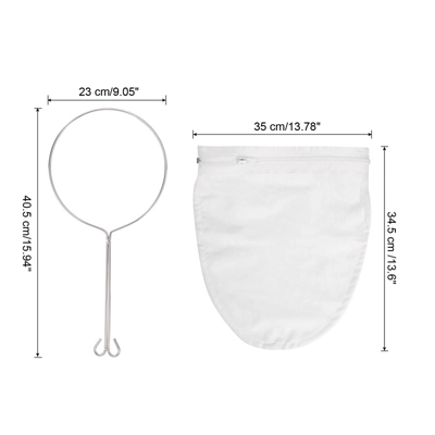 Unique Bargains Stainless Steel Reinforced Frame Cloth Mesh Sturdy Handle Mesh Strainer Bag 2 Sets 3 Unique Bargains Stainless Steel Reinforced Frame Cloth Mesh Sturdy Handle Mesh Strainer Bag 2 Sets