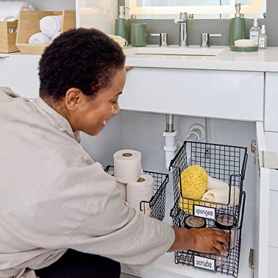 IDesign Classico Storage Basket With Handles For Pantry, Kitchen, Bathroom, Countertop, And Desk Organization, Stackable-Small 6 IDesign Classico Storage Basket With Handles For Pantry, Kitchen, Bathroom, Countertop, And Desk Organization, Stackable-Small - Image 4