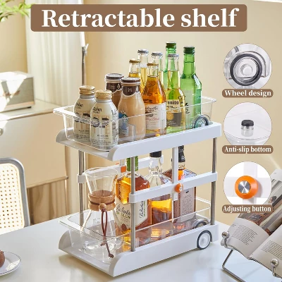 1 Pack 2 Tier Under Sink Organizer,Under Cabinet Organizer With Sliding Drawer Multifunctional Storage Shelves Pull Out Cabinet Organizer For Kitchen 4 1 Pack 2 Tier Under Sink Organizer,Under Cabinet Organizer With Sliding Drawer Multifunctional Storage Shelves Pull Out Cabinet Organizer For Kitchen - Image 2