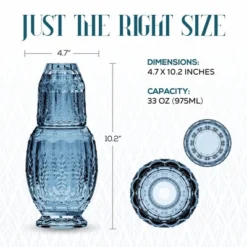 Elle Décor Vintage Night Bedside 33 Oz. Water Carafe With Tumbler, 2-Piece Set, Elegant Pitcher And Matching Drinking Glass Doubles As Lid -Target KitchenAid GUEST 8d90a14e 17e4 49ab a5af 89eb38e95faa