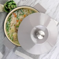 Gibson Enameled Cast Iron 5 Quart Embossed Stripe Dutch Oven With Lid In Warm Grey -Target KitchenAid GUEST 8e7d5282 feaf 4a85 a69f dc73f0481592