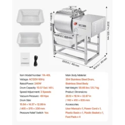 VEVOR Commercial Meat Tumbler Marinator, 40L Vacuum Tumbler Marinating Machine With Bidirectional Rotation And 3-Speed, Silver -Target KitchenAid GUEST 8ea70f27 9c2a 424d 8bf8 3ce5c6874f86