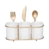 Transpac Ceramic And Iron Gold Utensil Holder Stylish Home Decor For Spring Kitchen Storage And Organization