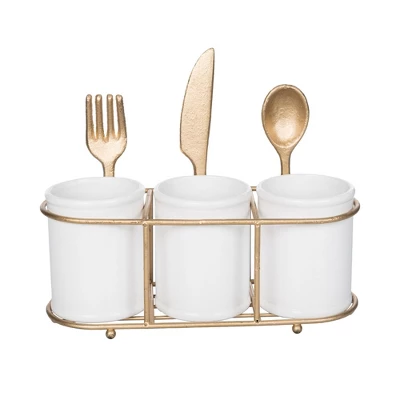 Transpac Ceramic And Iron Gold Utensil Holder Stylish Home Decor For Spring Kitchen Storage And Organization 3 Transpac Ceramic And Iron Gold Utensil Holder Stylish Home Decor For Spring Kitchen Storage And Organization