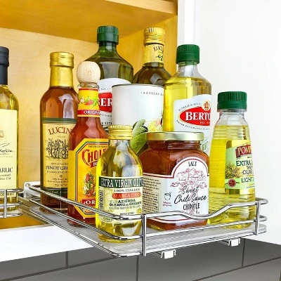 Lynk Professional 8" Wide Slide Out Spice Rack Upper Cabinet Organizer: Chrome-Plated Kitchen Storage With Ball Bearing Glides 3 Lynk Professional 8" Wide Slide Out Spice Rack Upper Cabinet Organizer: Chrome-Plated Kitchen Storage With Ball Bearing Glides