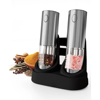 SUGIFT Electric Salt And Pepper Grinder Set Rechargeable Stainless Steel Mills With LED Light Adjustable Coarseness Type C Charging Base 95ml Capacity 11 SUGIFT Electric Salt And Pepper Grinder Set Rechargeable Stainless Steel Mills With LED Light Adjustable Coarseness Type C Charging Base 95ml Capacity - Image 9