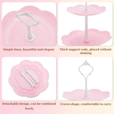 Unique Bargains 3 Tier Dessert Cupcake Stand Holder Round With Tiered Serving Tray For Donuts Fruits White Pink 4 Unique Bargains 3 Tier Dessert Cupcake Stand Holder Round With Tiered Serving Tray For Donuts Fruits White Pink - Image 2