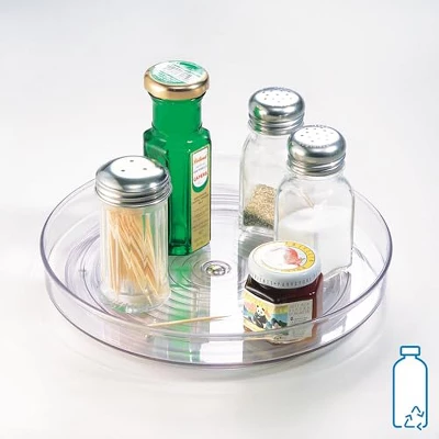 IDesign Recycled Plastic Lazy Susan Turntable Organizer, The Linus Collection – 9” X 1.75”, Clear 3 IDesign Recycled Plastic Lazy Susan Turntable Organizer, The Linus Collection – 9” X 1.75”, Clear