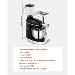VEVOR 3-in-1 Multifunctional Stand Mixer, 6QT Stainless Steel Bowl, 660W 6+P Speeds Tilt-head Food Mixer, Black 16 VEVOR 3-in-1 Multifunctional Stand Mixer, 6QT Stainless Steel Bowl, 660W 6+P Speeds Tilt-head Food Mixer, Black -Target KitchenAid GUEST 908e4121 cf78 4994 85f1 99059b77f0c4