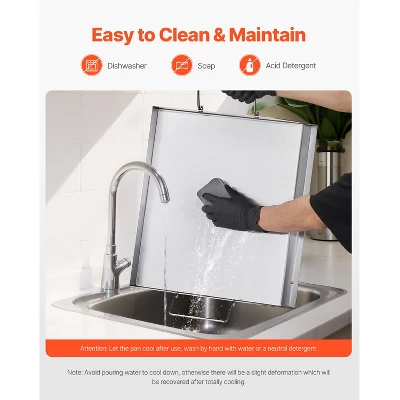 VEVOR Stainless Steel Griddle, 18x16 Inch Universal Flat Top Rectangular Plate, Gas Grill Griddle For BBQ Grill, Teppanyaki, Silver 7 VEVOR Stainless Steel Griddle, 18x16 Inch Universal Flat Top Rectangular Plate, Gas Grill Griddle For BBQ Grill, Teppanyaki, Silver - Image 5