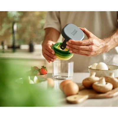 Joseph Joseph Prep Mini 3-in-1 Food Slicing Prep Tool: Stainless Steel Manual Chopper, 3 Blades, Hand Wash, Green 4 Joseph Joseph Prep Mini 3-in-1 Food Slicing Prep Tool: Stainless Steel Manual Chopper, 3 Blades, Hand Wash, Green - Image 2