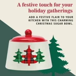 Amici Home Christmas Sugar Bowl With Lid - 8-Ounce Ceramic Container For Salt, Sugar, Spices - Festive Plaid Xmas Tree Kitchen Sugar Bowl -Target KitchenAid GUEST 9151d796 f451 4ee4 a206 a7d90e619bc7