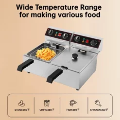 Deep Fryer, 20.7QT Electric Countertop Fryer With 2 Baskets & Lids - 6000W Dual Tank For Restaurant Kitchen -Target KitchenAid GUEST 91808075 e743 4fb5 b45e b33dc7538f4f