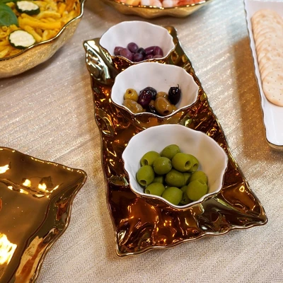 Certified International 4pc Gold Coast Tray And Condiment Bowl Set 6 Certified International 4pc Gold Coast Tray And Condiment Bowl Set - Image 4