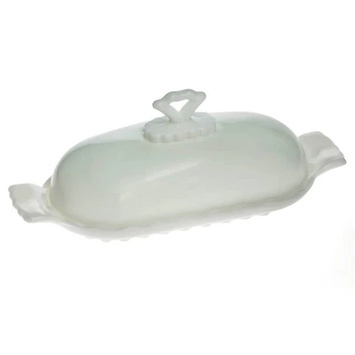 Mosser Glass Covered Butter Dish, 2 Piece Antique Vintage Style Opaque Glass Butter Keeper Plate 5 Mosser Glass Covered Butter Dish, 2 Piece Antique Vintage Style Opaque Glass Butter Keeper Plate - Image 3