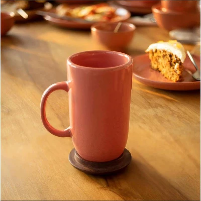 13.5 OZ Ceramic Peach Coffee Mug With Wooden Lid ¨C Elegant & Functional Drinkware 7 13.5 OZ Ceramic Peach Coffee Mug With Wooden Lid ¨C Elegant & Functional Drinkware - Image 5