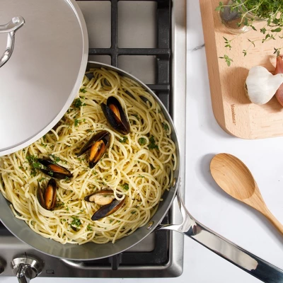 Bloomhouse 8 Piece Triply Stainless Steel Pots And Pans Cookware Set W/ Non Toxic Pro Ceramic Non Stick Interior 6 Bloomhouse 8 Piece Triply Stainless Steel Pots And Pans Cookware Set W/ Non Toxic Pro Ceramic Non Stick Interior - Image 4