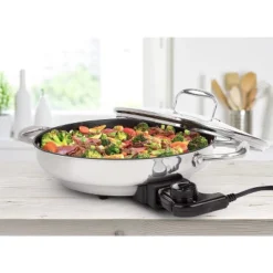 Electric Skillet By Cucina Pro - 18/10 Stainless Steel, Frying Pan With Non Stick Interior, With Glass Lid, 12" Round, Temperature Control Probe For -Target KitchenAid GUEST 92e5dad9 fe3f 4163 ac8b f4bfad789094