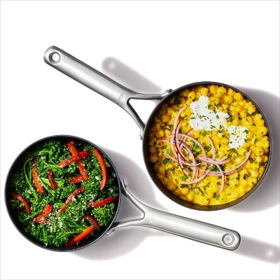 OXO 4pc Ceramic Pro Non-Stick Sauce Pan Set Gray: Aluminum Cookware, Dishwasher-Safe, Induction & Gas Compatible 3 OXO 4pc Ceramic Pro Non-Stick Sauce Pan Set Gray: Aluminum Cookware, Dishwasher-Safe, Induction & Gas Compatible