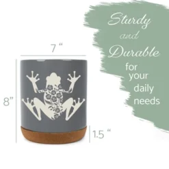 Elanze Designs Floral Frog Flowers Arrangement Toad Ceramic Cork Bottom Gray Large Capacity Utensil Holder Crock For Countertop Storage, Stylish &