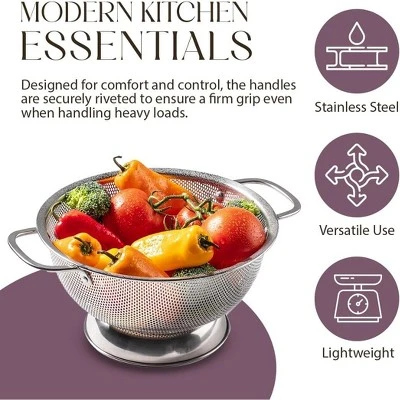 Bellemain 5 Qt Stainless Steel Colander Bowl | Handle, Kitchen Food Strainer For Pasta, Veggies & More 8 Bellemain 5 Qt Stainless Steel Colander Bowl | Handle, Kitchen Food Strainer For Pasta, Veggies & More - Image 6