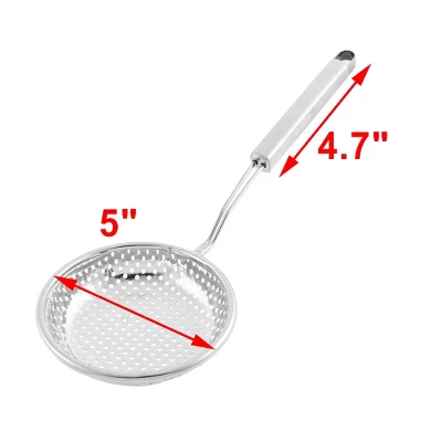 Unique Bargains Tableware Meshy Hole Design Spoon Strainer Ladle 5'' Dia Silver Tone 1 Pc 3 Unique Bargains Tableware Meshy Hole Design Spoon Strainer Ladle 5'' Dia Silver Tone 1 Pc