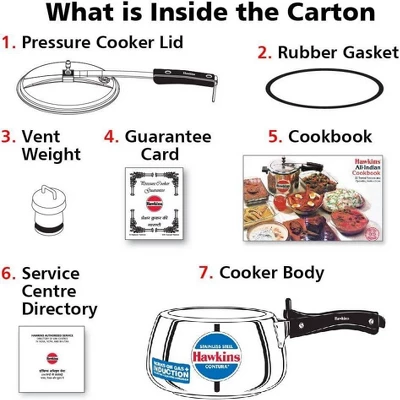 Hawkins 3L Stainless Steel Contura Induction Compatible Pressure Cooker: Cool Touch Handle, Hand Wash, Black, 1-Year Warranty 6 Hawkins 3L Stainless Steel Contura Induction Compatible Pressure Cooker: Cool Touch Handle, Hand Wash, Black, 1-Year Warranty - Image 4