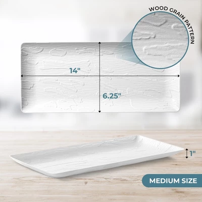 Posh Setting 6.25 X 14 Inch Rectangle White Plastic Serving Tray - 5 Pack 5 Posh Setting 6.25 X 14 Inch Rectangle White Plastic Serving Tray - 5 Pack - Image 3