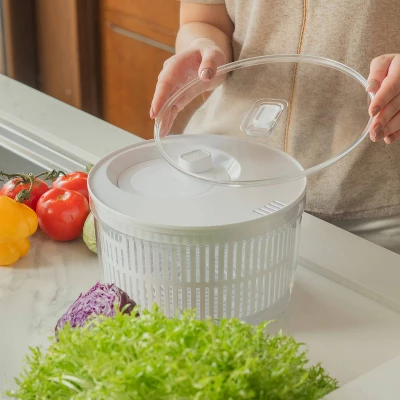 OU Salad Spinner Clear 5.8 Qt - Large Vegetable Washer, Lettuce Dryer With Bowl, Lid & Storage Container, BPA Free, Easy Spin & Drain 6 OU Salad Spinner Clear 5.8 Qt - Large Vegetable Washer, Lettuce Dryer With Bowl, Lid & Storage Container, BPA Free, Easy Spin & Drain - Image 4