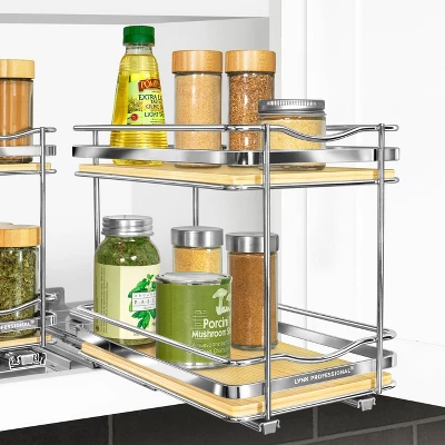 Lynk Professional Slide Out Vertical 6.25" Double Metal/Wood Spice Rack Silver: Kitchen & Pantry Organizer, Pull Out Storage 3 Lynk Professional Slide Out Vertical 6.25" Double Metal/Wood Spice Rack Silver: Kitchen & Pantry Organizer, Pull Out Storage