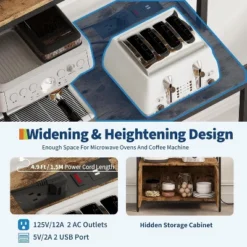 Acekool 5-Tier Bakers Rack With Power Outlet, 67.7" Microwave Stand With Shelves & Cabinets, Kitchen Storage, Brown -Target KitchenAid GUEST 94a42588 cab2 4119 9568 9553c238f59b