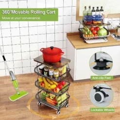 4 Tier Fruit Storage Basket,Kitchen Storage Rack With Rollers For Pantry 12 4 Tier Fruit Storage Basket,Kitchen Storage Rack With Rollers For Pantry -Target KitchenAid GUEST 94e11b0a aef5 4e75 bad8 7d51574fbc04