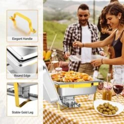ROVSUN 2 Pack Gold 9QT Chafing Dishes For Buffet, Rectangular Stainless Steel Chafers And Buffet Warmers Sets For Party 16 ROVSUN 2 Pack Gold 9QT Chafing Dishes For Buffet, Rectangular Stainless Steel Chafers And Buffet Warmers Sets For Party -Target KitchenAid GUEST 9507bfe6 124d 4729 96e7 5c92edecb91d