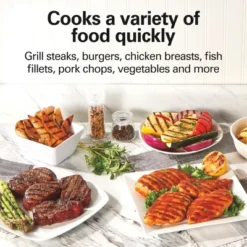 Hamilton Beach Indoor Grill Black And Stainless Steel 25371: Nonstick Surface, 1200W, Hand Wash, BBQ Cooking, 1-Year Warranty