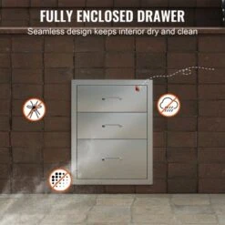 VEVOR Outdoor Kitchen Drawers 14" W X 20.3" H X 23" D, Flush Mount Triple Access BBQ Drawers Stainless Steel With Handle, Silver -Target KitchenAid GUEST 953bdf5d aac3 4604 918c d335a8329464