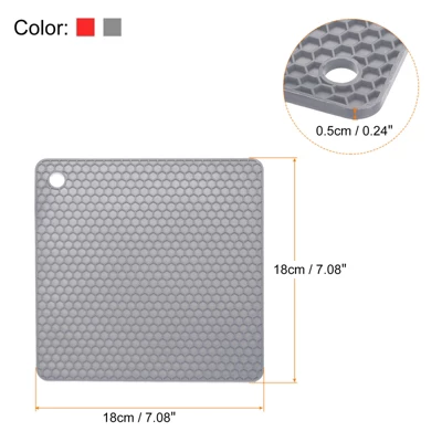 Unique Bargains Silicone Heat Resistant Non-Slip Kitchen Trivet Mats Light Gray, Red 2 Pcs 3 Unique Bargains Silicone Heat Resistant Non-Slip Kitchen Trivet Mats Light Gray, Red 2 Pcs