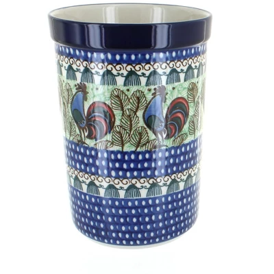 Blue Rose Polish Pottery 169 Ceramika Artystyczna Utensil Jar 10 Blue Rose Polish Pottery 169 Ceramika Artystyczna Utensil Jar - Image 8