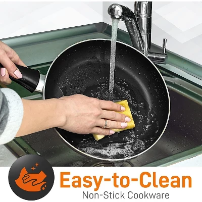 SereneLife 15 Piece Kitchenware Pots & Pans Set – Basic Kitchen Cookware, Black Non-Stick Coating Inside, Heat Resistant Lacquer (Gold) 7 SereneLife 15 Piece Kitchenware Pots & Pans Set – Basic Kitchen Cookware, Black Non-Stick Coating Inside, Heat Resistant Lacquer (Gold) - Image 5